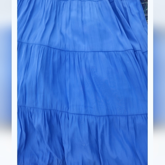 Chicos PETITE Flutter SLEEVE Tiered Elegant Blue Maxi Dress SZ 000 size Xs - Picture 5 of 8